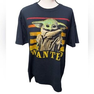 Star Wars Mad Engine The Mandalorian Baby Yoda Graphic Wanted T-Shirt Size Large